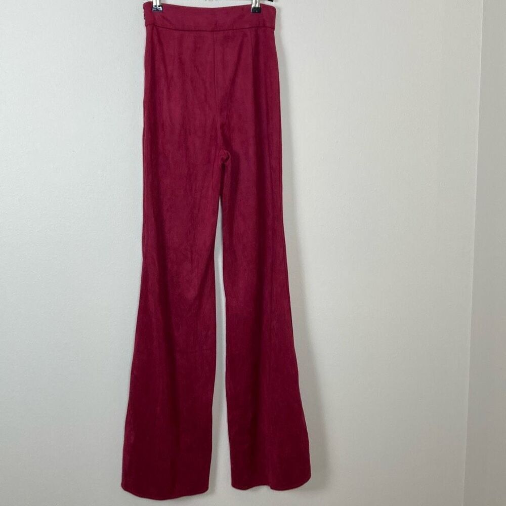 Flying Tomato Burgundy Faux‎ Suede Wide Leg Flared High Waist Pants IP7451 Small - Picture 2 of 10